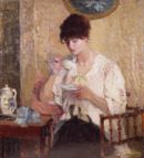 Giovane donna che sorseggia il T - 1910-14    - 