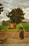 Contadinella a Castiglioncello -   Olio su tavola, 23x14.5  - 