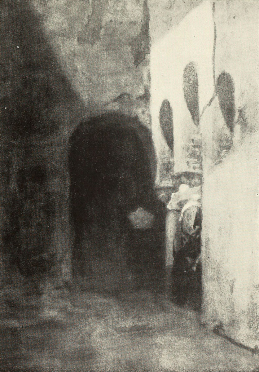 Monachelle sotto il portico -   Acquerello, 30x21  - La raccolta Fiano - Galleria Pesaro - 1933