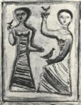 Massimo Campigli - Donne con uccelli - 1943  Olio su tela, 29.5x22