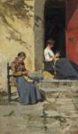 Le merlettaie - 1880-85  Olio su cartona, 22x13  - 