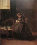 Donna che cuce - 1865 ca  Olio su cartone 27,5x23  - The Israel Museum, Gerusalemme
