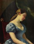 Giovinetta in azzurro -   Olio su tela, 41x32  - La raccolta Fiano - Galleria Pesaro - 1933