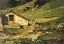 Baita in montagna - 1897  Olio su tavola, 30.5x45.5  - 