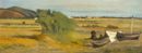 Accomodatori di reti a Castiglioncello - 1870 ca  Olio s tela, 23.5x62  - 