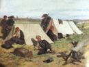 Accampamento di bersaglieri - 1860  Olio su tela, 25x32  - 