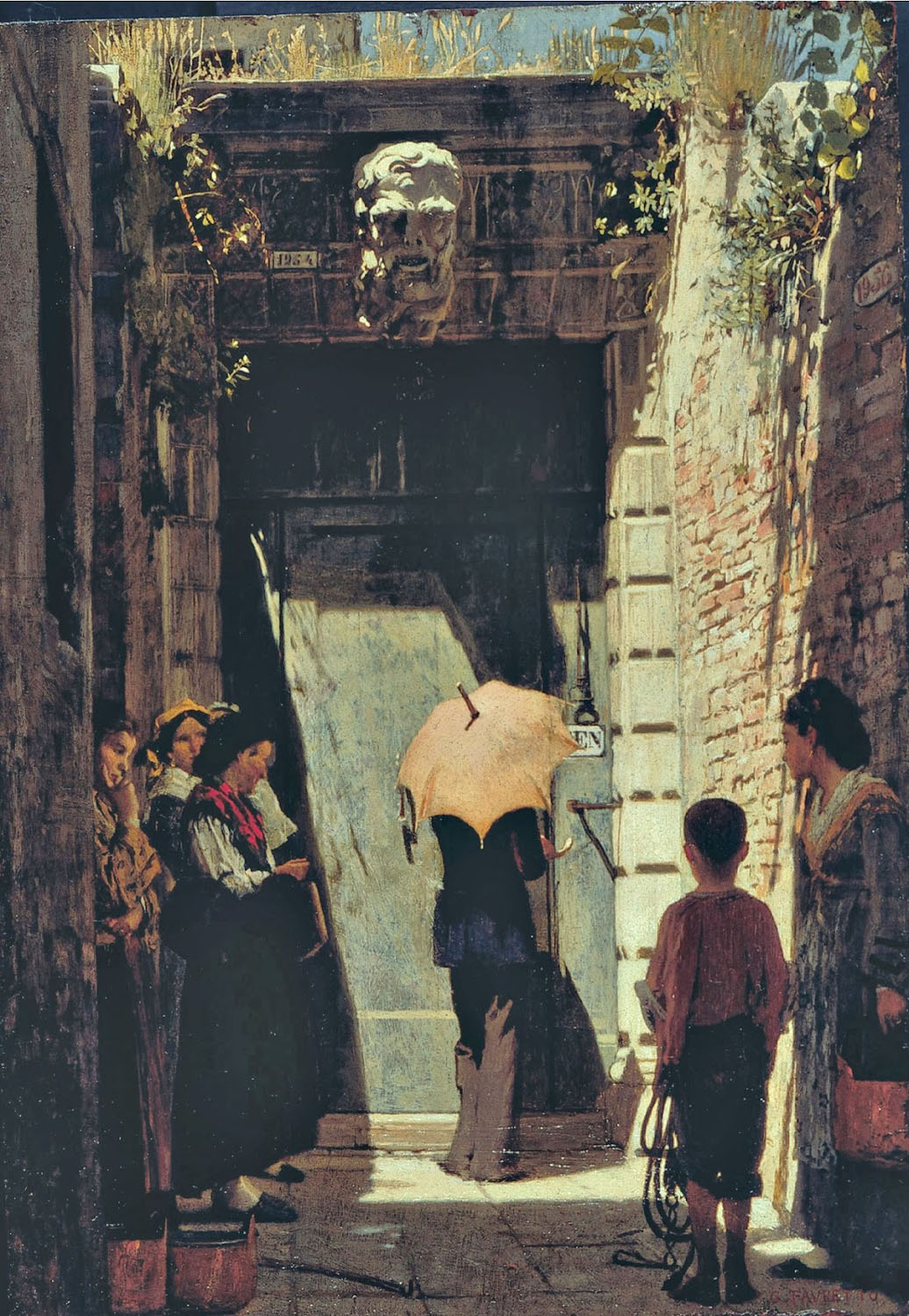 Ingresso di una casa patrizia a Venezia - 1874  Olio su tavola, 41x28  - 