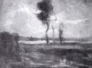 Antonio Fontanesi - Sole dietro gli alberi (Delfinato) - 1880 ?  Studio ad olio
