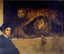 Autoritratto con tigre e leone - 1831  Olio su tavola, 43x51  - Museo Poldi Pezzoli, Milano