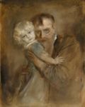 Autoritratto con la figlia Marion - 1894  Olio su tela, 81.5x65.5  - Asta Dorotheum, Vienna 2012