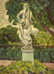 La statua nel giardino - 1917  Olio su cartone, 65x50  - Flussi d'Arte - Da Gola a Funi e Casorati - 2018