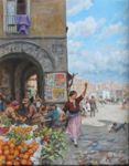 Piazza Mercato a Napoli -   Olio su tela, 61x48  - 