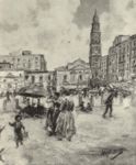 Mercato -   Olio su tavola, 28x23  - La raccolta Fiano - Galleria Pesaro - 1933