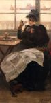 Al caff -   Olio su tela, 86x43  - Raccolte Frugone, Genova