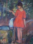 Bambina che gioca con l'acqua - 1918  Olio su tela, 85x65  - 