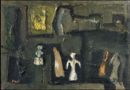 Composizione e figure - 1955-57  Olio su tela, 70.3x100  - Fondazione Cariplo, Milano
