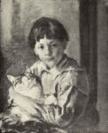 Andrea col gatto -   Olio su tela, 64x55  - La raccolta Fiano - Galleria Pesaro - 1933
