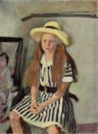 Anna col cappello di paglia -   Olio su tela, 100x75  - La raccolta Fiano - Galleria Pesaro - 1933