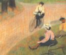 In bicicletta al Bois -   Pastello 32x40  - 