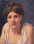 Federico Zandomeneghi - Busto di donna in camicia -   Olio su tela, 42x33.5