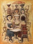 Donne ai tavolini - 1952  Olio su tela, 146x114  - Collezione Roberto Casamonti, Firenze