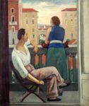 Figure al balcone - 1921  Olio su tela, 90x75  - Asta Dorotheum, Vienna 2012