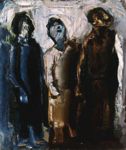 Cantastorie - 1954  Olio su tela, 69x58  - Omaggio a Sironi - Galleria Bellinzona